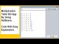 multiplication table GUI app in java by using NetBeans and Java swing (code with easy explanation)