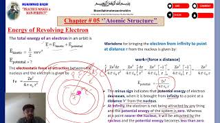 L#14 Energy of revolving electron by Bohr Ch#5 Atomic Structure