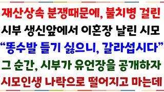 (반전신청사연)재산상속 분쟁때문에, 불치병에 걸린 시부 생신상앞에서 이혼장 날린 시모! \