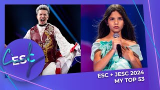 EUROVISION + JUNIOR EUROVISION 2024: MY TOP 53