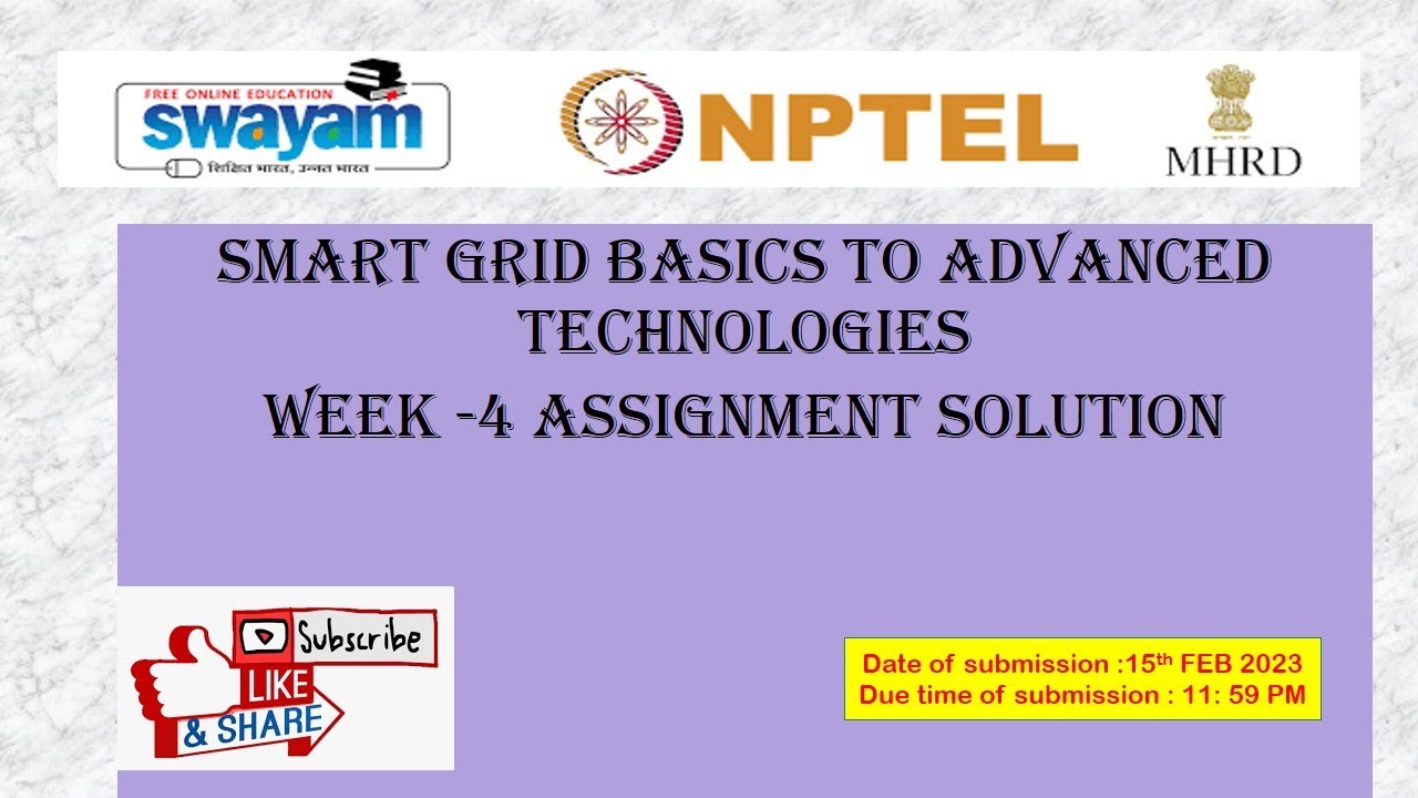 Nptel Smartgrid Basics To Advanced Technologies Assignment 4 Youtube