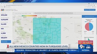 All 33 counties are in the turquoise level of the color-coded pandemic map.