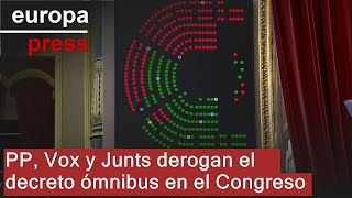 PP, Vox y Junts derogan el decreto de subida de pensiones y las ayudas al transporte y DANA