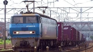 JR貨物 EF200-9 (1250レ 単機牽引) と EF64-1027 (1653レ) 清洲駅 貨物線