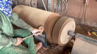 Processing giant wooden flower pots // Skills for working with wood lathes