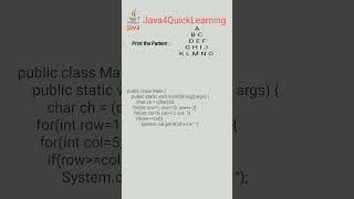 Triangle Alphabet Pattern Question in java || Interview Questions #Java4QuickLearning