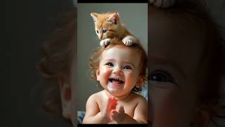 👶❤️ छोटे बच्चे और क्यूट बिल्ली की अनमोल दोस्ती Little Baby 🍼 \u0026 Kitten 🐈 #BabyAndKitten #ViralVideo