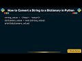 How to Convert a String to a Dictionary in Python