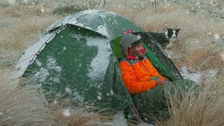 CAMPING in RAIN and SNOW - 4 season TENT