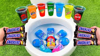 SNICKERS vs Coca Cola, Pepsi, Fanta, Monster, Mtn Dew, Mirinda, Sprite and Mentos Gum in the toilet