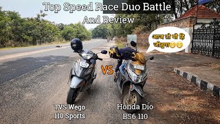 Honda Dio BS6  Vs TVS Wego 110 Sports - Top Speed race Duo Battle | Comparision Video | Who Won ??