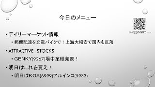 【株】10.18 デイリーマーケット情報 上海大幅安の流れを受け日経平均反落！