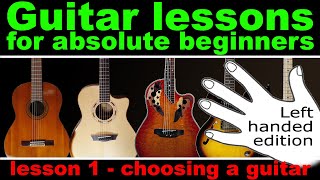 Choosing my first guitar (left handed) Lesson 1, of a beginners guitar course