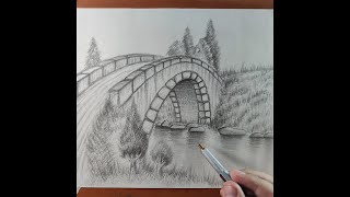 Cómo Dibujar un Puente a Lápiz Paso a Paso - Dibujo Fácil