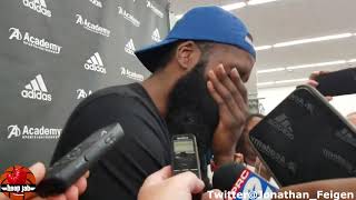 James Harden Reacts To Russell Westbrook Being Traded To The Houston Rockets. HoopJab NBA