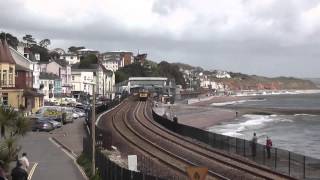 D1015 Western Champion thrashes along the Dawlish Sea Wall - 1Z52 - 10th May 2014