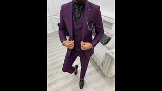 GentWith Whitney Purple Slim Fit Peak Lapel Suit