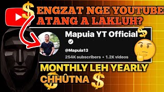 Mapuia YT Official hian YouTube atang engzat nge a lakluh chhûtna|Monthly-Yearly Income