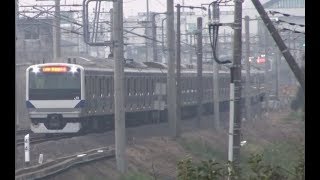 藤代駅を出発して小貝川鉄橋を通過していく上野東京ライン常磐線下りE531系