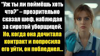 “Уж ты ли поймёшь хоть что?” – презрительно сказал шеф, наблюдая за сиротой уборщицей. Но, когда она