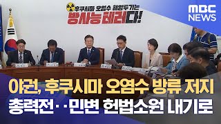 야권, 후쿠시마 오염수 방류 저지 총력전‥민변 헌법소원 내기로 (2023.07.03/뉴스데스크/MBC)