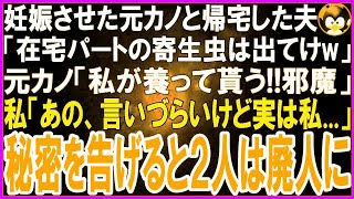 【スカッとする話】元カノを妊娠させた夫「在宅パートの寄生虫とは離婚だw出てけw」元カノ「子供が生まれるの！私が養ってもらうから邪魔w」私「あの、言いづらいけど実は」秘密を告げると２人は驚愕w【