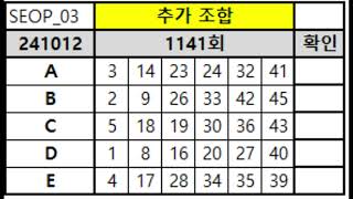 추가 조합_몰빵조합_1141 #로또 #조합 #몰빵#1141