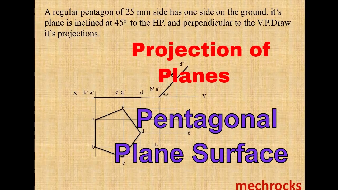 Engineering Drawing - Projections Of Pentagonal Plane Surface - YouTube