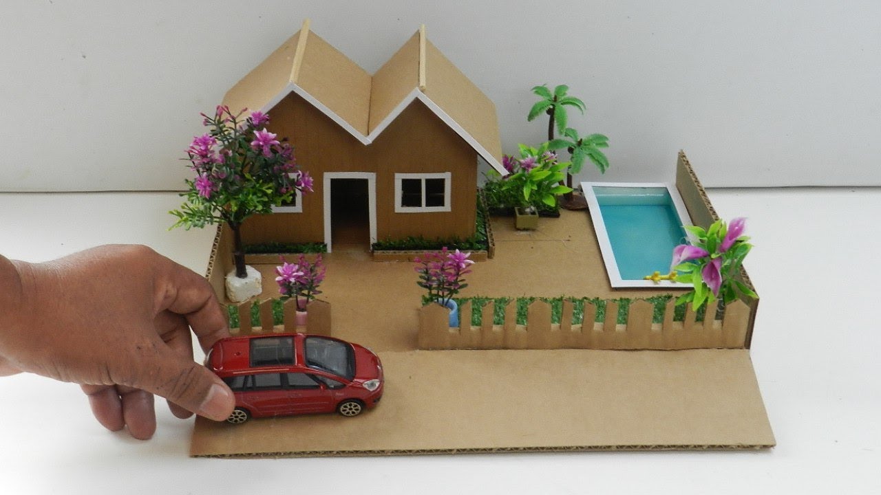 Diy Cardboard House With Pool And Garden 35 Easy Miniature Crafts Diy Cardboard House With Pool And Garden 35 Easy Miniature Crafts
