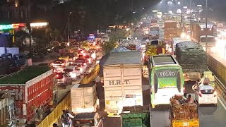 Lorry Videos | Heavy Traffic in Maharashtra Border | Trucks Driver Life's | Let night jam