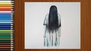 Scary Drawings - How To Draw a Ghost Girl Scary Step by Step | Halloween Drawings