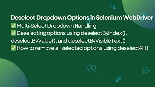 How to Deselect Dropdown Options in Selenium WebDriver | Multi-Select Dropdown Handling