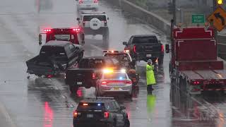 08-23-2021 Cedar Rapids, IA - Video captures semi crashing in heavy rain, several crashes