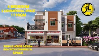 SIMPLE HOUSE DESIGN IDEA WITH 2 COMMERCIAL SPACE | BY : Junliray Creations