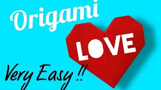 How to make easy or simple heart origami - easy origami tutorial step by step
