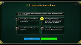 Evergreen Bar Waiter Job Interview Application/ Quiz Answers 2024 [ROBLOX]