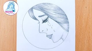 Sad girl drawing | كيفية رسم فتاة حزينة سهلة - رسم فتاة تبكي | Üzgün Kız Çizimi | circle drawing