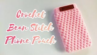 Crochet Bean Stitch Phone Pouch