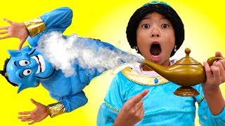 Wendy Pretend Play Jasmine Finding Magic Genie Lamp in Funny Aladdin Movie