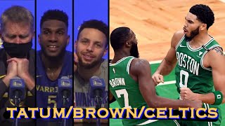 📺 Kerr/Looney/Stephen Curry on Celtics, Jayson Tatum, Jaylen Brown, Tristan Thompson, Daniel Theis