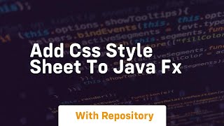 Add css style sheet to java fx