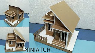 Kerajinan tangan dari kardus || Membuat miniatur rumah dari kardus