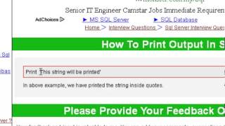 How to print output in sql server