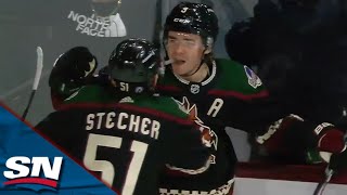 Coyotes' J.J. Moser And Clayton Keller Score Just 33 Seconds Apart To Tie The Game In The Third