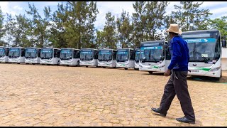 The new fleet of 20 buses unveiled in the capital Kigali