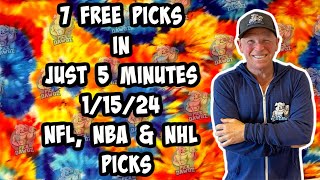 NFL, NBA, NHL Best Bets for Today Picks & Predictions Monday 1/15/24 | 7 Picks in 5 Minutes