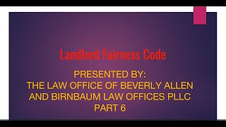 City of Tacoma--Landlord Fairness Code, Pt 6