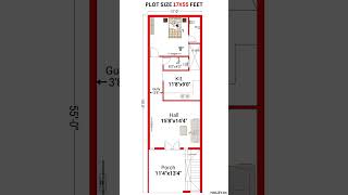 17 x 55 House Plan With Parking Space