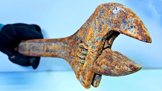 Super Rusty Wrench Restoration - Antique Adjustable Wrench Restoration