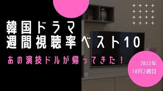 韓国ドラマ【週間視聴率ベスト10 】～2022年10月2週目～あの演技ドルが帰ってきた！